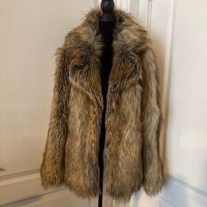 BEBE Faux Fur Coat in Brown - Women's Jacket & Coat